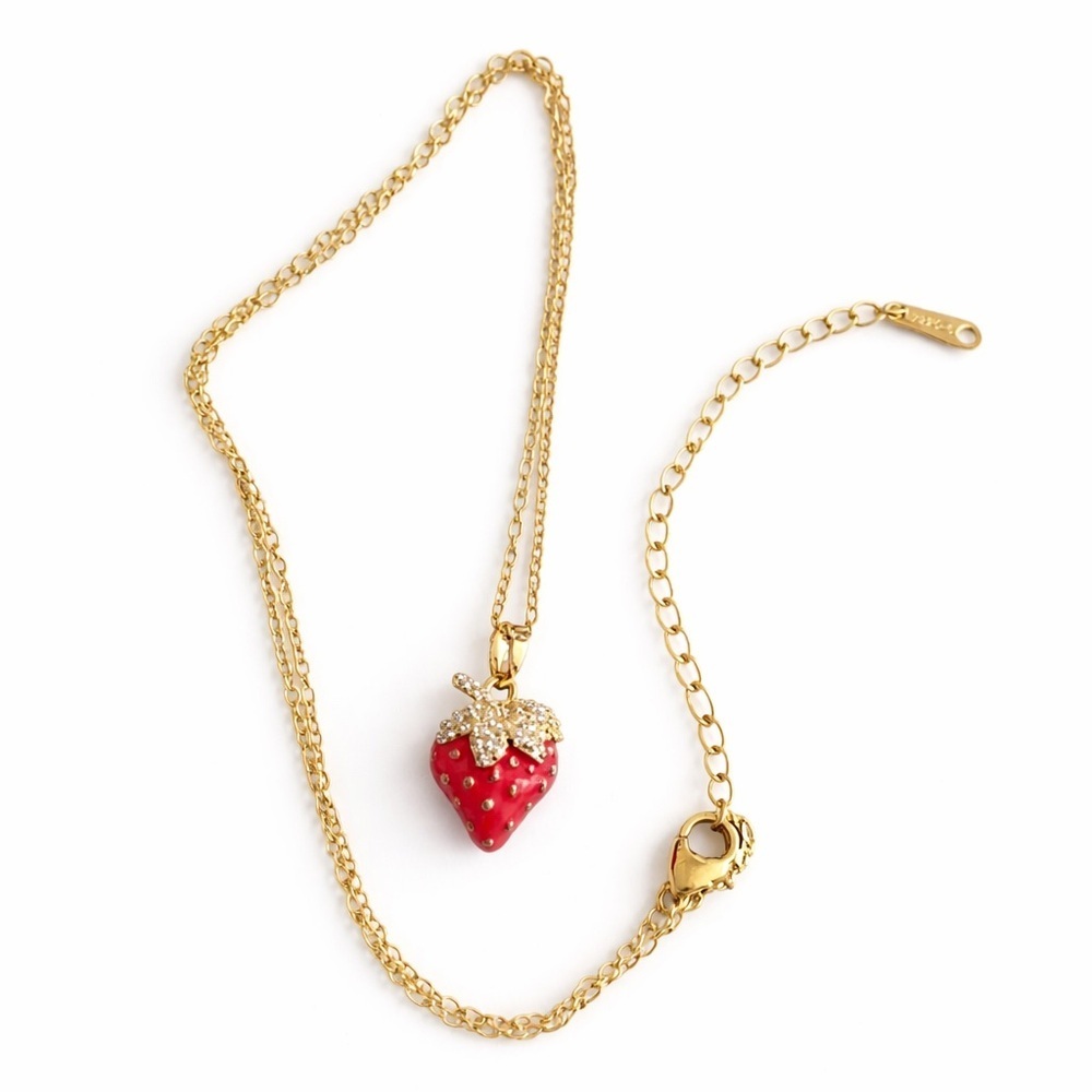 Red Strawberry Gold Necklace